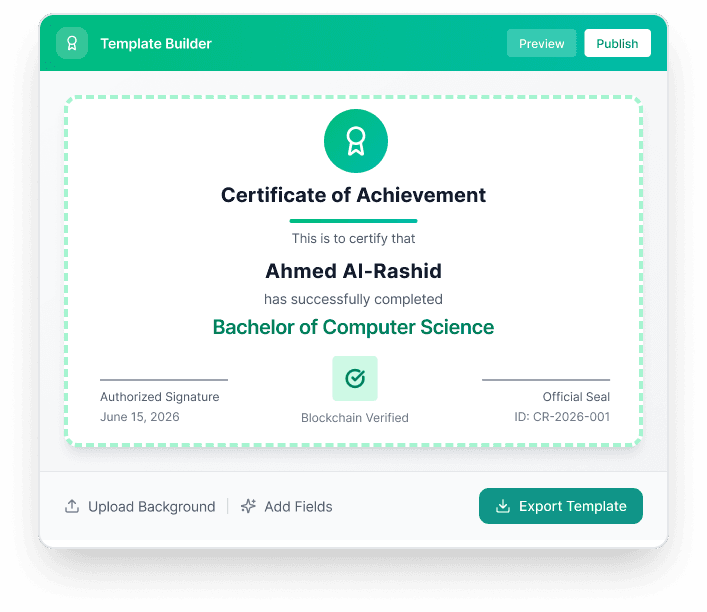 Template builder credential preview