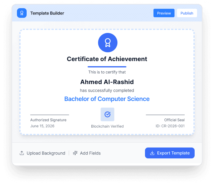 Template builder credential preview